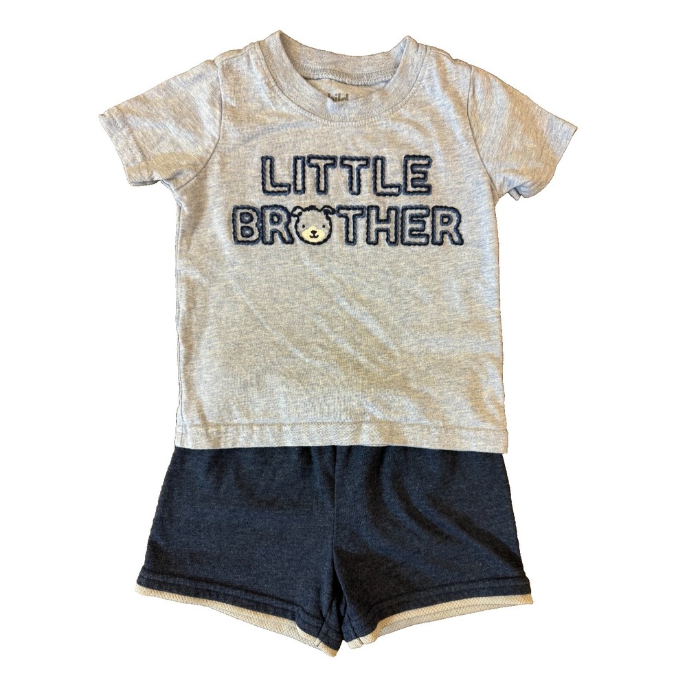 Baby Boy 12 Months Little Brother Outfit Set Shirt Shorts Summer Lot‎ Bundle